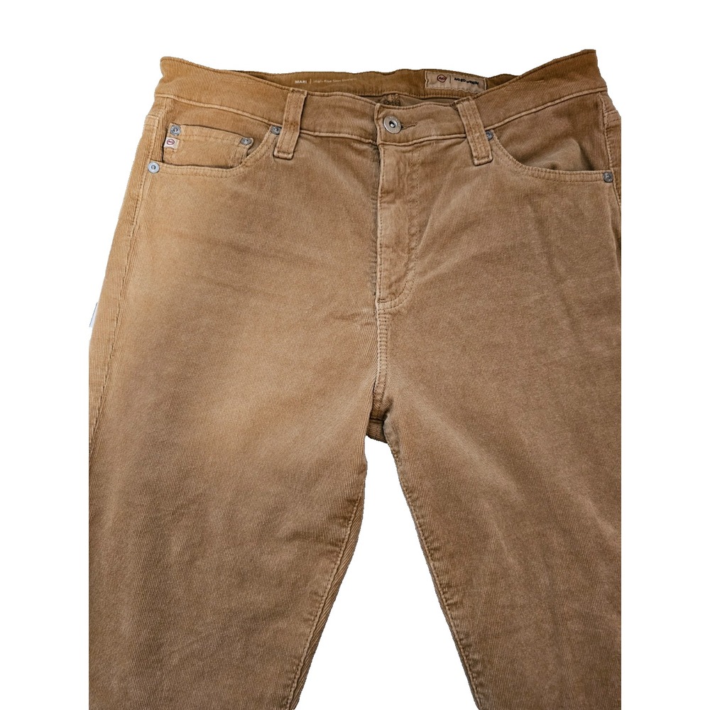 AG-ED Mari High Rise Slim Straight Tan Corduroy Pants Women's Size 31